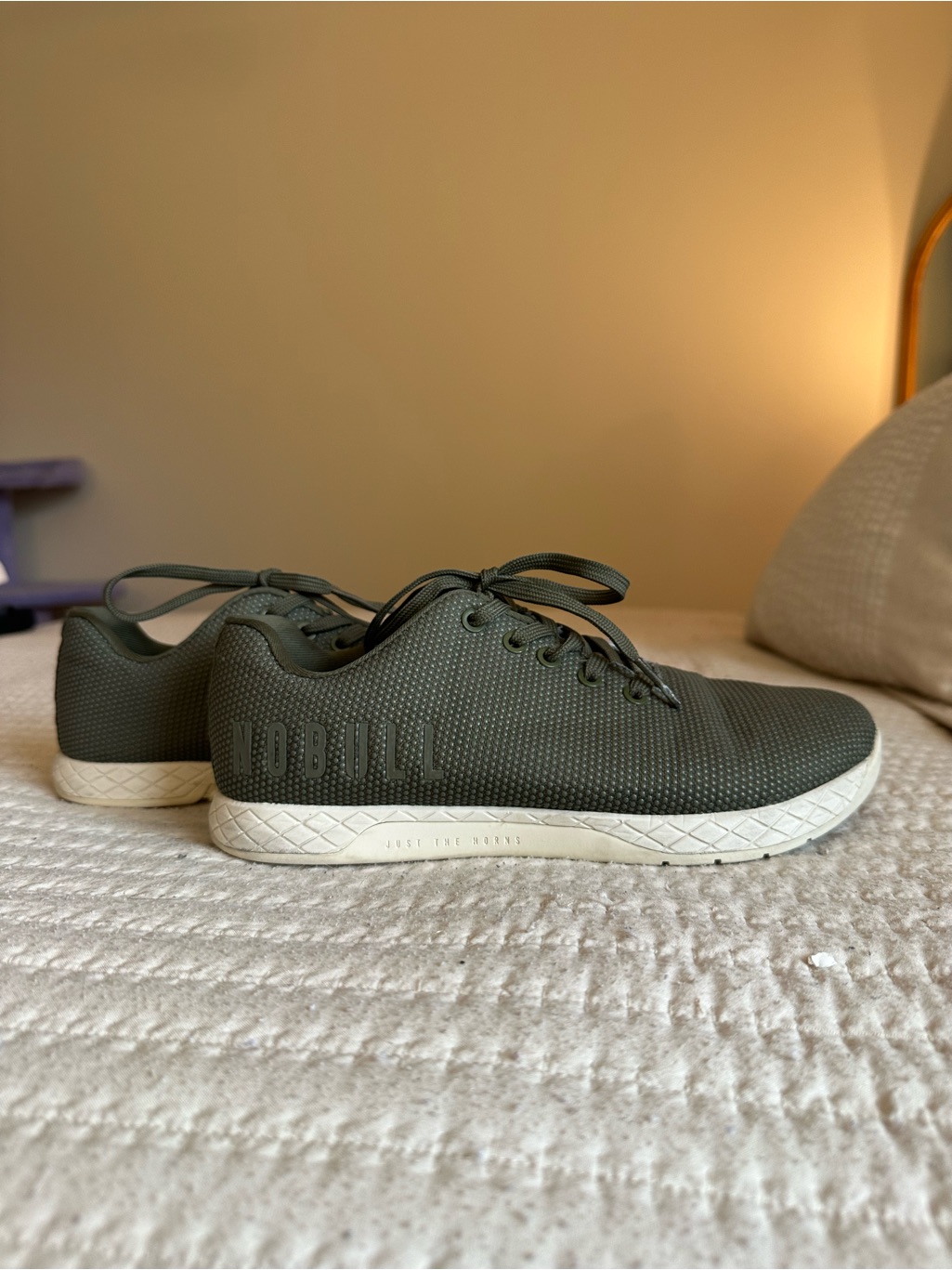 Nobull Olive Green Knit Trainers With White Sole